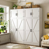 71” Tall Storage Cabinet, Farmhouse Kitchen Pantry Cabinet with Adjustable Shelves and Barn Doors