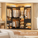 86" Corner Closet System, Modular Closets Organizer with 4 Hanging Rods and Storage Shelves