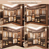 86" Corner Closet System, Modular Closets Organizer with 4 Hanging Rods and Storage Shelves