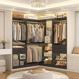 86" Corner Closet System, Modular Closets Organizer with 4 Hanging Rods and Storage Shelves