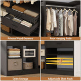 86" Corner Closet System, Modular Closets Organizer with 4 Hanging Rods and Storage Shelves