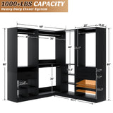 86" Corner Closet System, Modular Closets Organizer with 4 Hanging Rods and Storage Shelves