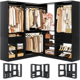 86" Corner Closet System, Modular Closets Organizer with 4 Hanging Rods and Storage Shelves