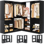 86" Corner Closet System, Modular Closets Organizer with 4 Hanging Rods and Storage Shelves