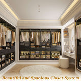 Closet System, 8.3FT Closet Organizer with 6 Wooden Drawers, Hanging Rods, Adjustable Shoe Rack and Cube Storage