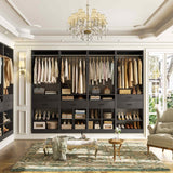 Closet System, 8.3FT Closet Organizer with 6 Wooden Drawers, Hanging Rods, Adjustable Shoe Rack and Cube Storage