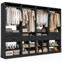 Closet System, 8.3FT Closet Organizer with 6 Wooden Drawers, Hanging Rods, Adjustable Shoe Rack and Cube Storage