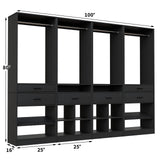 Closet System, 8.3FT Closet Organizer with 6 Wooden Drawers, Hanging Rods, Adjustable Shoe Rack and Cube Storage
