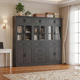 80" Tall Modular Kitchen Pantry Storage Cabinet with Glass Doors