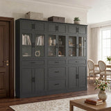 80" Tall Modular Kitchen Pantry Storage Cabinet with Glass Doors