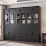 80" Tall Wide Bookshelf W/ 5 Storage Drawers & Doors