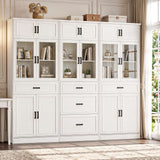 80" Tall Wide Bookshelf W/ 5 Storage Drawers & Doors