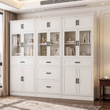 80" Tall Wide Bookshelf W/ 5 Storage Drawers & Doors