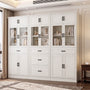 80" Tall Wide Bookshelf W/ 5 Storage Drawers & Doors