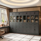 80" Tall Modular Kitchen Pantry Cabinet with Glass Door and Drawers