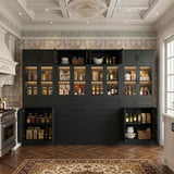 80" Tall Modular Kitchen Pantry Cabinet with Glass Door and Drawers