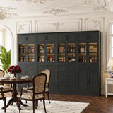 80" Tall Modular Kitchen Pantry Cabinet with Glass Door and Drawers