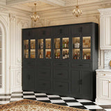 80" Tall Modular Kitchen Pantry Cabinet with Glass Door and Drawers