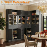 80" Tall Corner Cabinet with Glass Doors and Adjustable Shelves