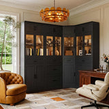80" Tall Corner Cabinet with Glass Doors and Adjustable Shelves