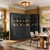 80" Tall Corner Cabinet with Glass Doors and Adjustable Shelves