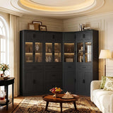 80" Tall Corner Cabinet with Glass Doors and Adjustable Shelves