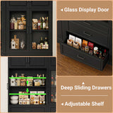 80" Tall Corner Cabinet with Glass Doors and Adjustable Shelves
