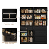 80" Kitchen Pantry Storage Cabinet with Glass Door and 4 Drawers