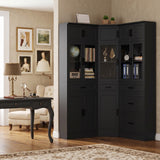 80" Tall Corner Pantry Cabinet with Soft Close Doors with Drawers