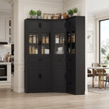 80" Tall Corner Pantry Cabinet with Soft Close Doors with Drawers