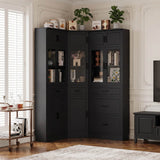 80" Tall Corner Pantry Cabinet with Soft Close Doors with Drawers