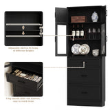 80" Kitchen Pantry Cabinet with Glass Door and 3 Drawer Organizers