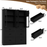 80" Kitchen Pantry Cabinet with Glass Door and 3 Drawer Organizers