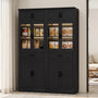 80" Kitchen Pantry Cabinet with Glass Doors and 6 Drawer Organizers