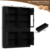 80" Kitchen Pantry Cabinet with Glass Doors and 6 Drawer Organizers