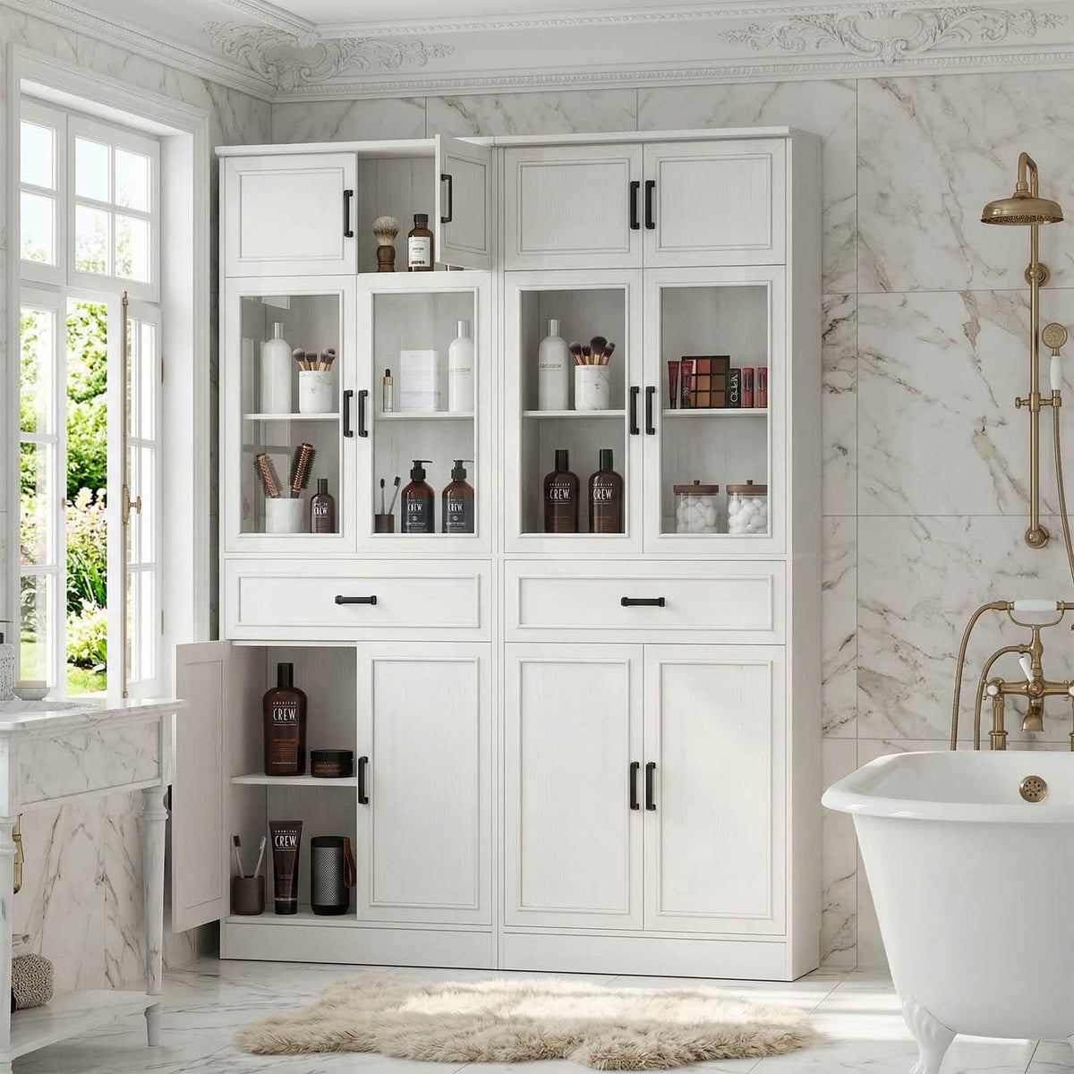 80" Pantry Cabinet with Soft Close Doors and 2 Drawer Organizers