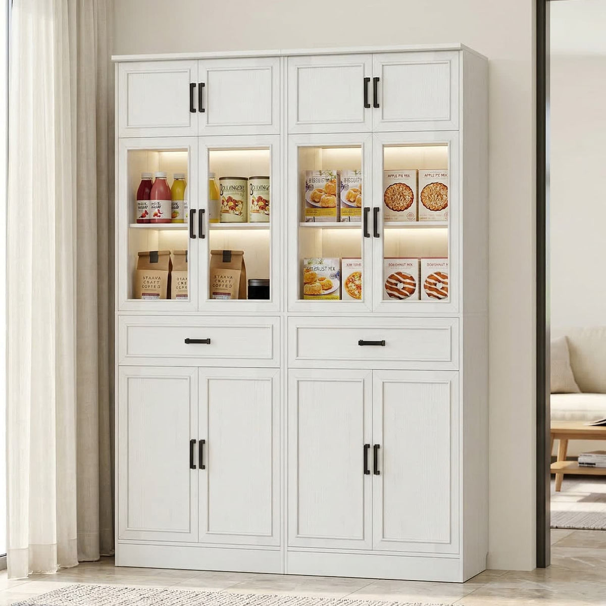80" Pantry Cabinet with Soft Close Doors and 2 Drawer Organizers