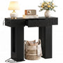 39" Console Table with Drawer and Outlets W/ USB-C, Modern Fluted Entryway Table With Storage