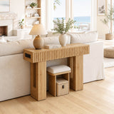 39" Console Table with Drawer and Outlets W/ USB-C, Modern Fluted Entryway Table With Storage
