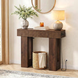 39" Console Table with Drawer and Outlets W/ USB-C, Modern Fluted Entryway Table With Storage