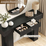 47" Console Table with 2 Drawers and Outlets W/ USB-C, Modern Fluted Entryway Table With Storage