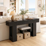 47" Console Table with 2 Drawers and Outlets W/ USB-C, Modern Fluted Entryway Table With Storage