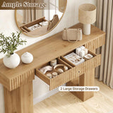 47" Console Table with 2 Drawers and Outlets W/ USB-C, Modern Fluted Entryway Table With Storage