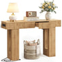 47" Console Table with 2 Drawers and Outlets W/ USB-C, Modern Fluted Entryway Table With Storage