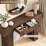 47" Console Table with 2 Drawers and Outlets W/ USB-C, Modern Fluted Entryway Table With Storage