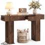47" Console Table with 2 Drawers and Outlets W/ USB-C, Modern Fluted Entryway Table With Storage