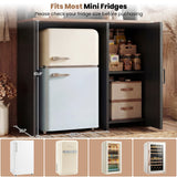 Mini Fridge Cabinet with Hutch Storage, Coffee Bar with Charging Station and LED Light( Refrigerator not included )