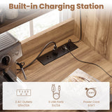 Mini Fridge Cabinet with Outlet & LED Light, Coffee Bar Cabinet