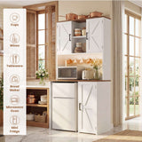 Mini Fridge Cabinet with Hutch Storage, Coffee Bar with Charging Station and LED Light( Refrigerator not included )