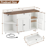 Buffet Cabinet with Wine Rack, 55", Bar Cabinet with Drawers and Outlets